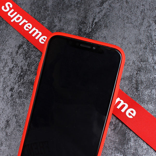 シュプリーム iphone x/9/8 plusケース ブランド supreme galaxy s9/s9 plus携帯カバー ストラップ付き