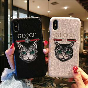 グッチ　ブランド　パープル　iPhoneケース　8 　猫　メンズ　レディース