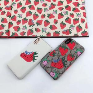 グッチ イチゴ iPhone xr/xs maxケース GUCCI 苺 Galaxy s10/s9 plusケース ギャラクシー  S10ケース レディース向け アイフォンX/XSケース 薄型