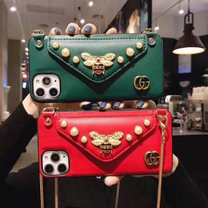 GUCCI iPhone 11 Proケース ハチミツ付き グッチ iPhone11/11pro maxカバー 女性向け ブラント iphone xr/xs maxケース カードポケット付き アイフォンX/XSカバー