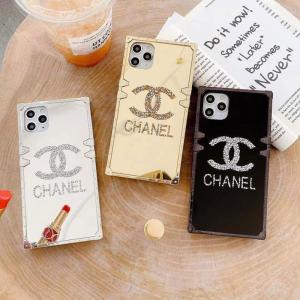 CHANEL iPhone13/13pro/12/12 miniケース キラキラ 四角型 シャネル アイフォン12プロ/12pro maxケース iphone11/11proカバー レディース向け ブラント iPhone11pro maxケ