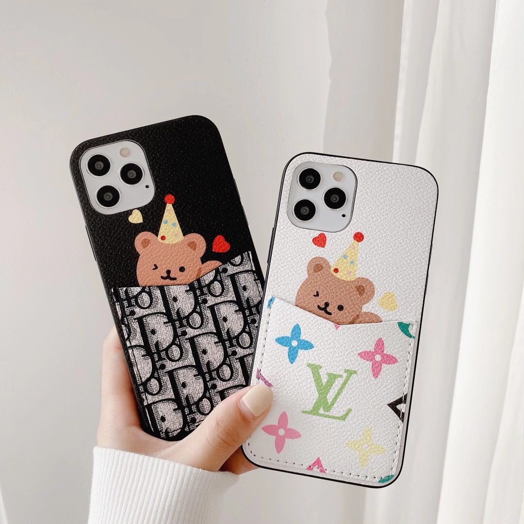ディオール iPhone12ケース 可愛い熊付き