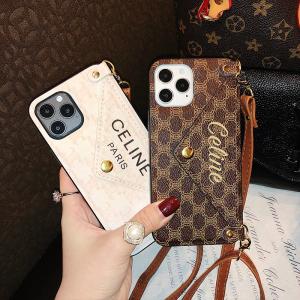セリーヌ iPhone12/12pro maxケース 斜めがけ ブラント CELINE iphone12プロ/12miniケース カードポケット付き アイフォン11/11pro/11pro max携帯ケース レディース向け