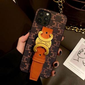 セリーヌ iPhone12/12proケース 女性向け CELINE iPhone12pro maxカバー レザー ハンドベルト付き ブラント アイフォン11/11pro/11pro maxケース