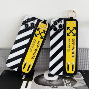 オフホワイト iPhone13/13pro/12/12pro maxケース ハンドベルト付き Off-White iPhone12プロ ケース ブラント アイフォン11/11pro/11pro maxカバー