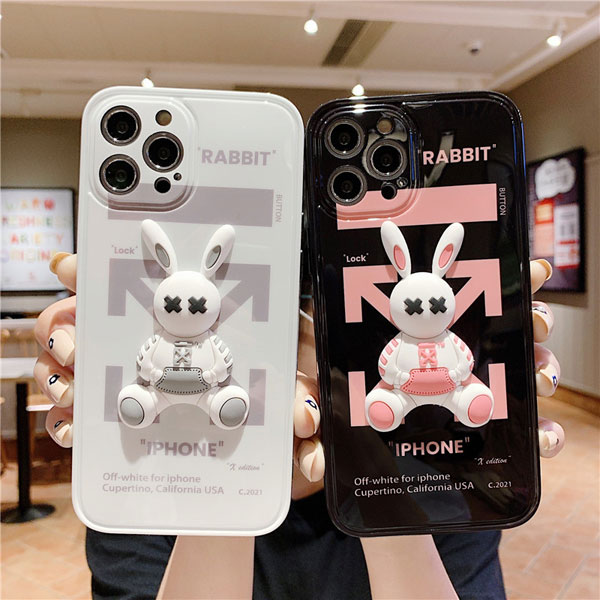 オフホワイト iPhone13/13proケース うさぎ 3D ブラント OFF-WHITE