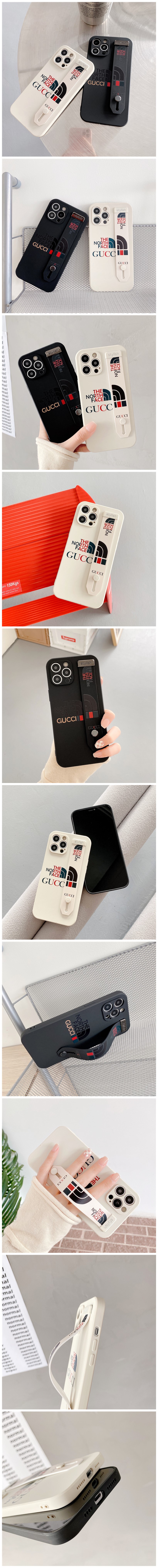 GUCCI × THE NORTH FACE iPhone13/13 Pro Maxケース ハンドベルト付き ペア グッチ アイフォン13 Pro カバー