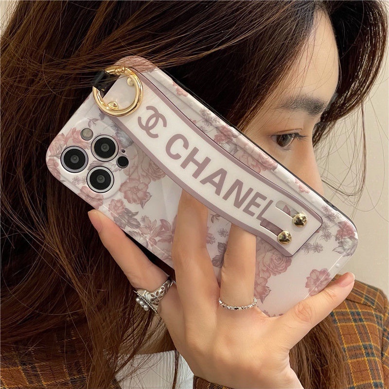 シャネル iPhone13/13 Pro Maxケース ハンドベルト付き 花柄 Chanel