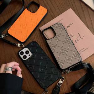 HERMES アイフォン16pro maxケース ショルダーストラップ 肩掛け エルメス iPhone16/16pro/15/15プロマックスケース ブランド iPhone14 Pro/13/12 Pro Maxカバー