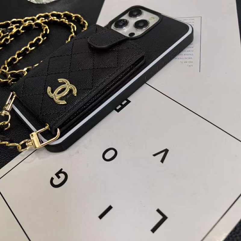 CHANEL iPhone16pro maxカード入れケース ショルダーチェーン付き