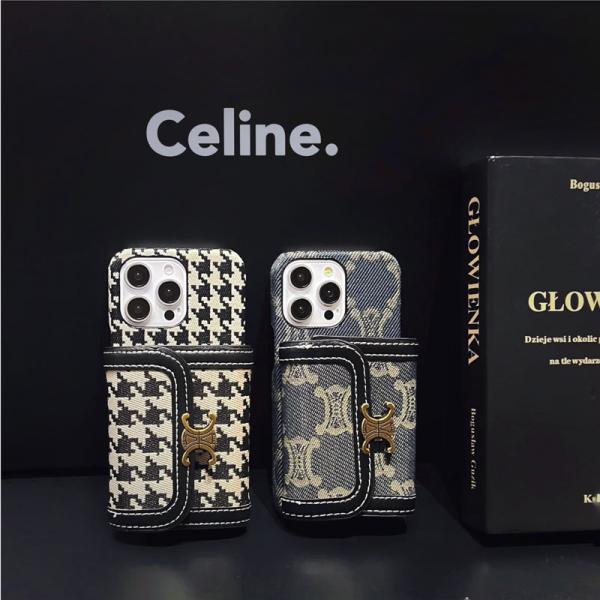 Celine iPhone16 16プロケース カードポケット セリーヌ アイフォン15/15pro maxカバー ブランド iphone14/14プロ/13/12/11ケース
